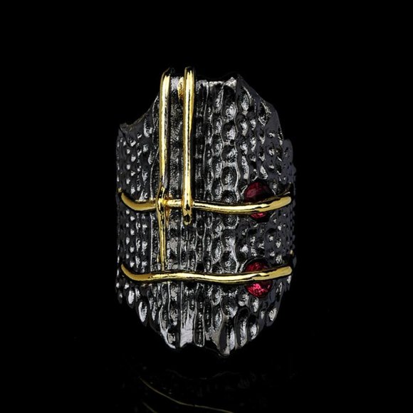 925 Silver Natural Pomegranate Ruby Gemstone Ring - Picture 5 of 12